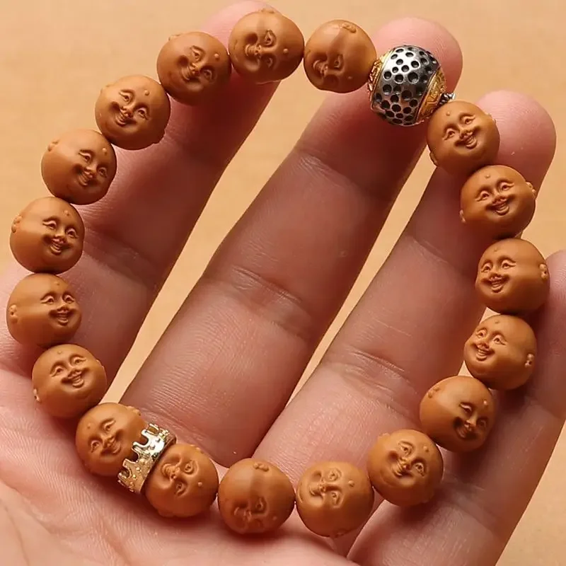 

Mencheese Original Jingbaleng Bracelet Monkey Head Single Circle Carving Very Happy Hand Toy Stump Walnut Bracelet