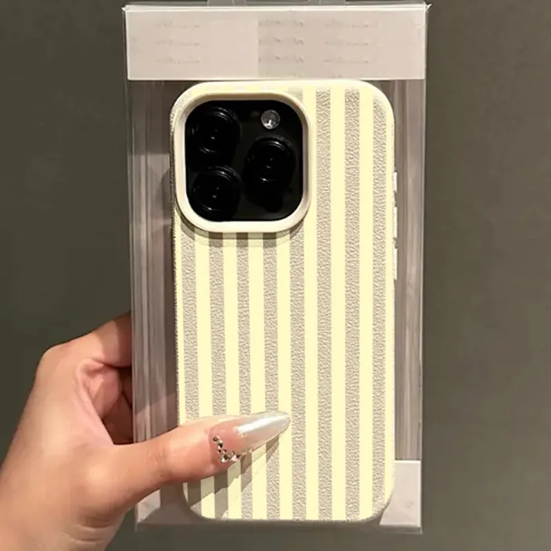 Stylish Yellow Striped Minimalist Phone Case with Soft Bumper Cover