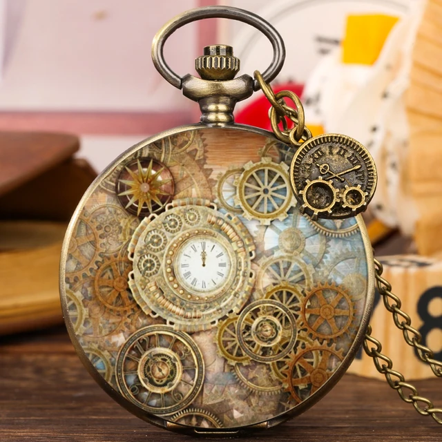 Reloj De Bolsillo Grande Para Y Mujeres, Collar De Impresión, Colgante De Vintage, De Cuarzo Fob, Números Arábigos, Analógico, Regalo - Relojes De Bolsillo - AliExpress