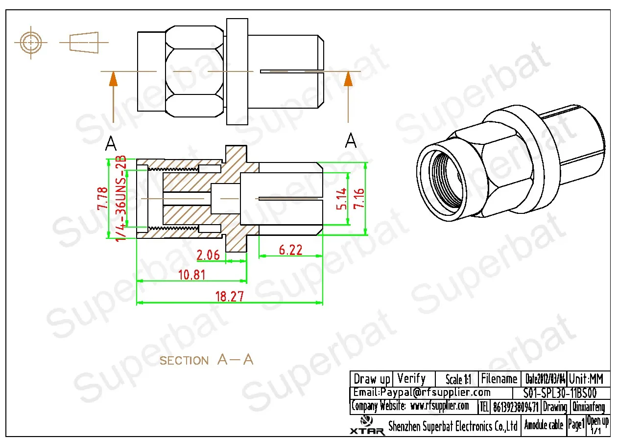 Gold Plated RF Coaxial Connectors for LMR300 Cable