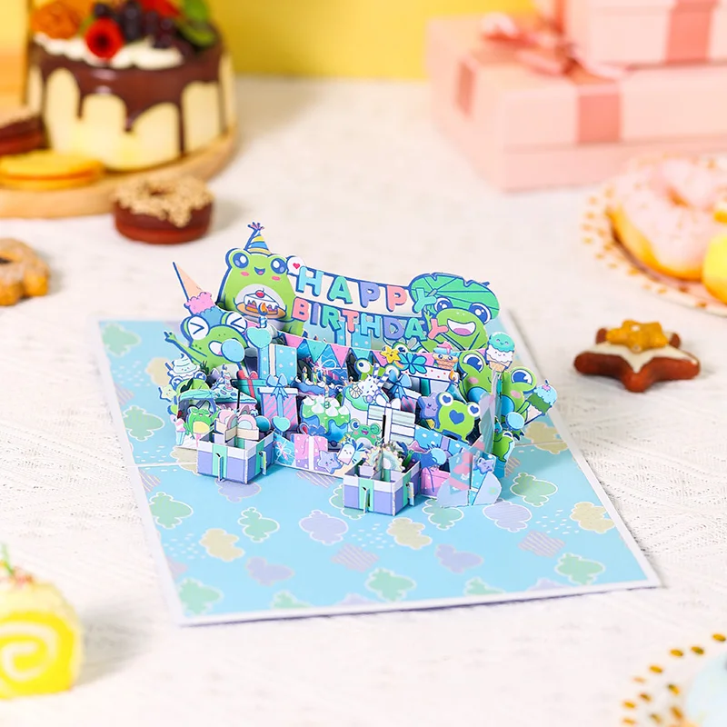Happy Birthday Card 3D Birthday Frog Pop Up Card Greeting For Family Husband Wife Couple Friend greeting cards