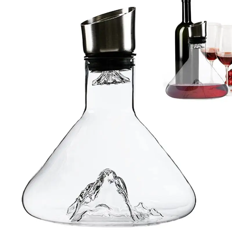 Wine Decanter Built-in Aerator Pourer Wine Carafe Red Decanter Hand-blown Crystal Glass Hand-Held Aerator 1500ML
