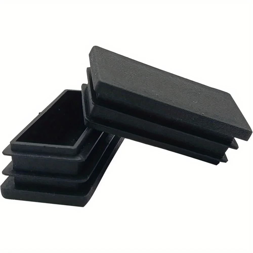 Black Rectangular Furniture Leg End Cap - Protective Tube Insert, 20mm x 40mm