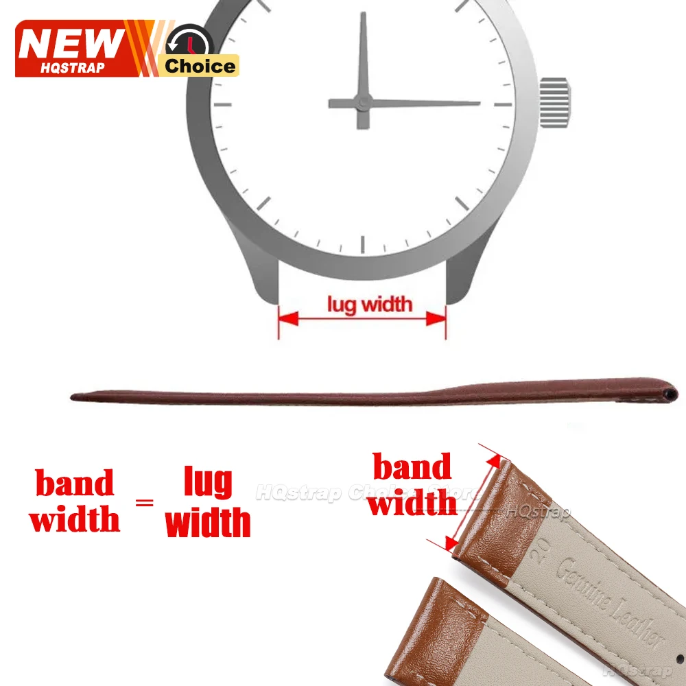 Luxurious Genuine Calfskin Leather Watchband - Soft and Stylish Accessory