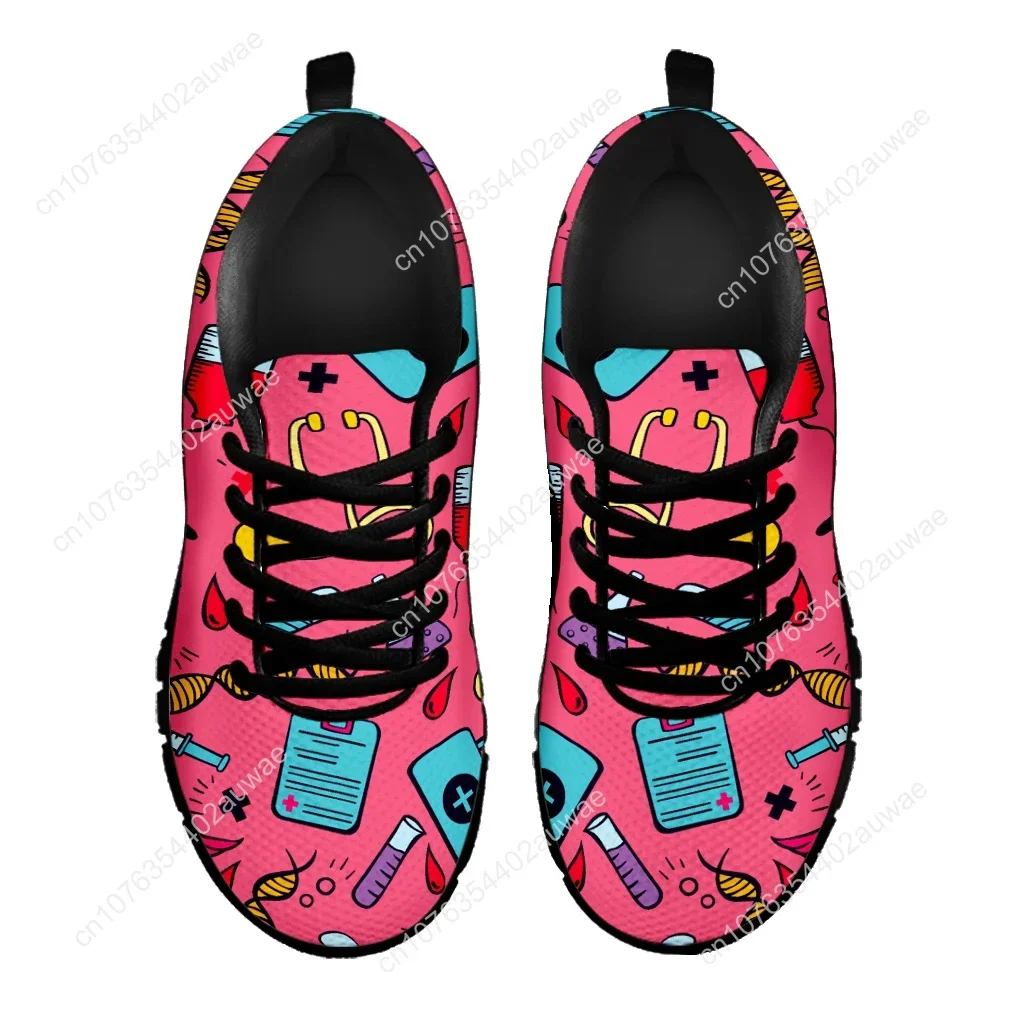 Scarpe da ginnastica esterno leggere con stampa medica di pronto soccorso rosa scuro scarpe mediche  infermiera scarpe