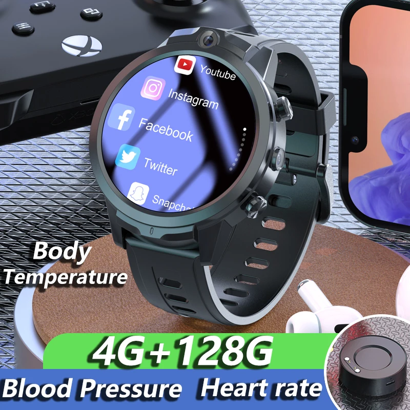 

2022 New 4G SmartWatch X600S Altitude Barometric Temperature1.6'' Screen Blood Pressure 128G Adult 5MP Camera Android Watch Men