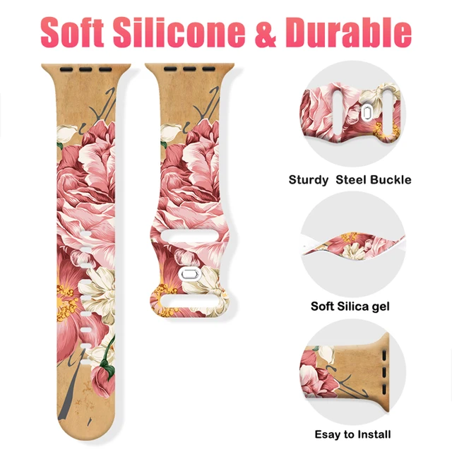 꽃이 만발한 스타일을 손목에: 실리콘 꽃 인쇄 애플 워치 밴드