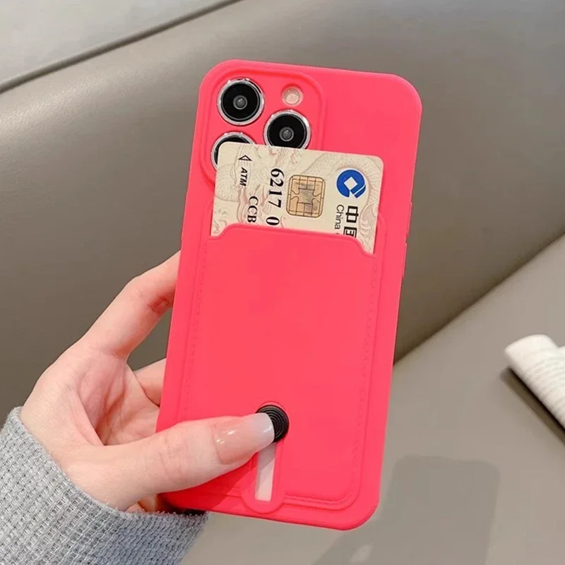 Premium Sliding Card Holder Silicone Phone Case - Shockproof Soft Back Cover with Precise Camera Cutout