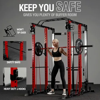 Power Cage, Power Rack with Cable Crossover and Dual Independent Pulley System, 2200 Pounds Capacity Workout Cage 5