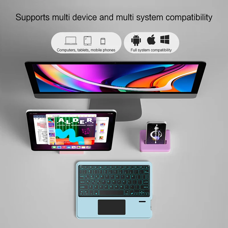 Keyboard Touchpad Backlight Wireless Bluetooth for iPad Samsung Lenovo Xiaomi Surface Laptop Tablet Phone ios Android Win