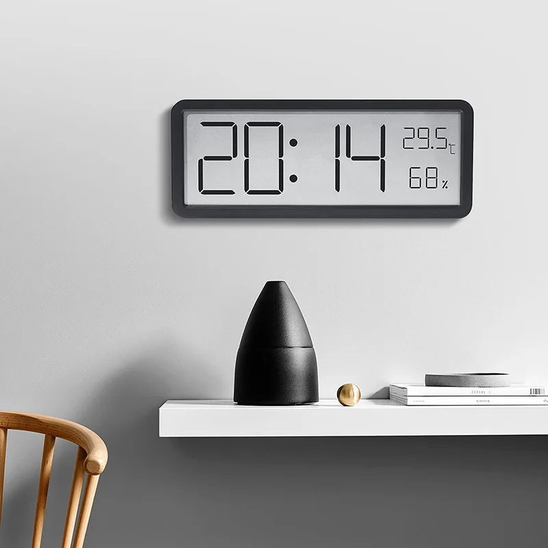 LCD Screen Digital Wall Clock Time Temperature Humidity Time Display Electronic Desktop Battery Powered