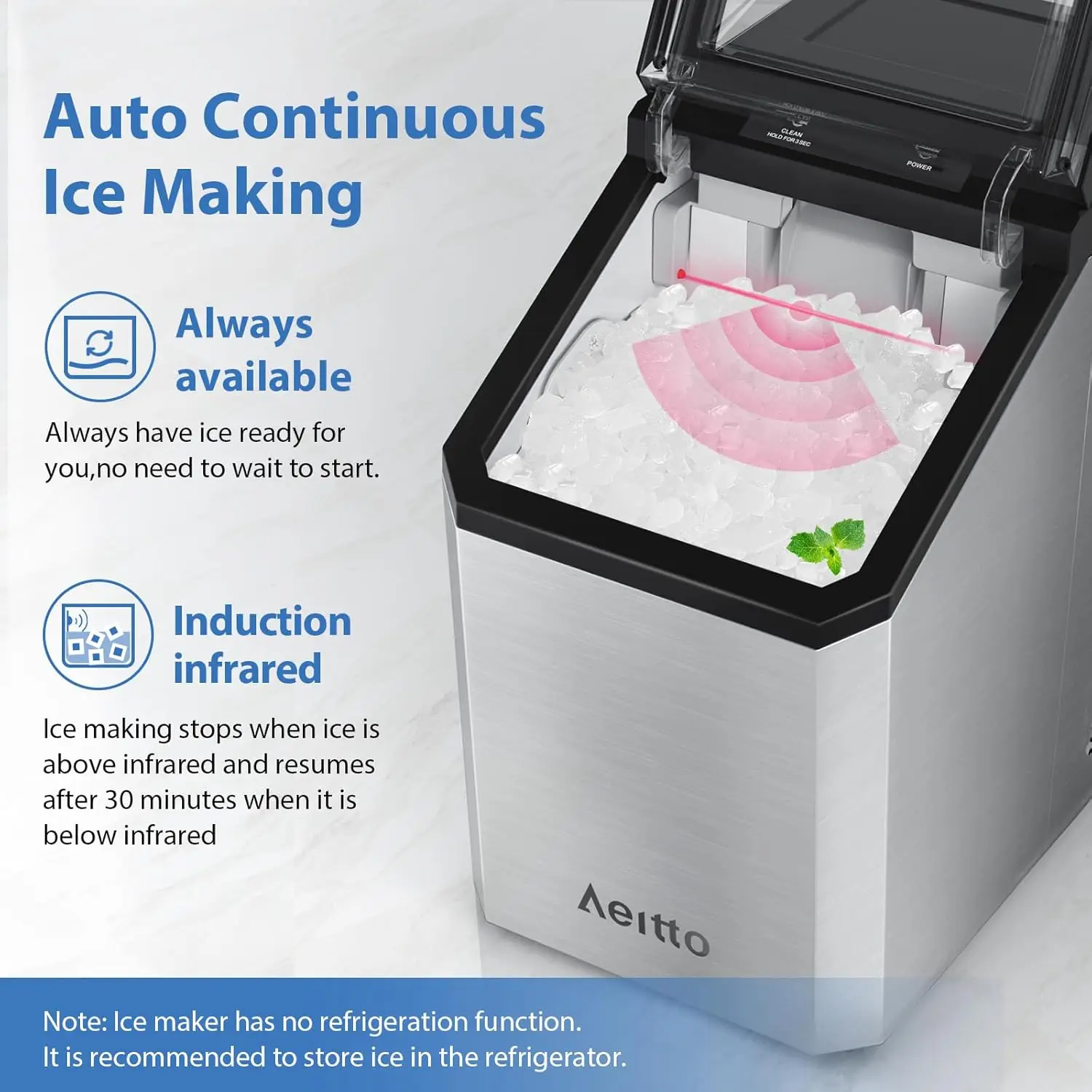Nugget Ice Maker Countertop, 55lbs/Day, Rapid Ice Release in 5 Mins, Large Capacity Chewable Maker, Self-Cleaning with Stain