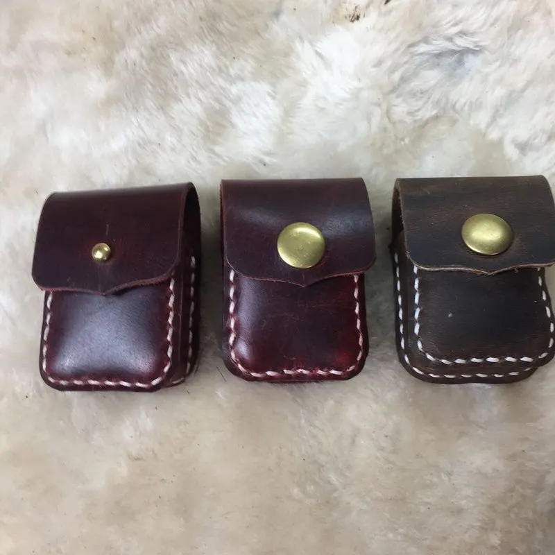 

Genuine Leather Lighter Case Cowhide Custom Protective Sleeve Lighter Storage Holster Belt Bag Handmade for Zippo Lighter Shell