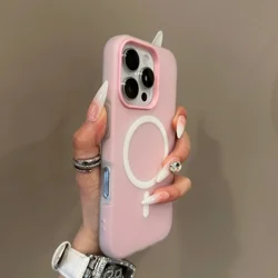 Luxury Candy Color Dual - Function Magsafe Case with Magnetic Wireless Charging - Clear Matte Soft Cover for iPhone 17 (Light Pink)