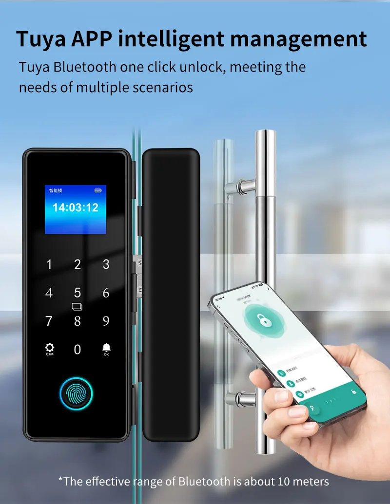 IP54 Waterproof Tuya Bluetooth Smart Door Lock Fingerprint Electronic Rim Lock F