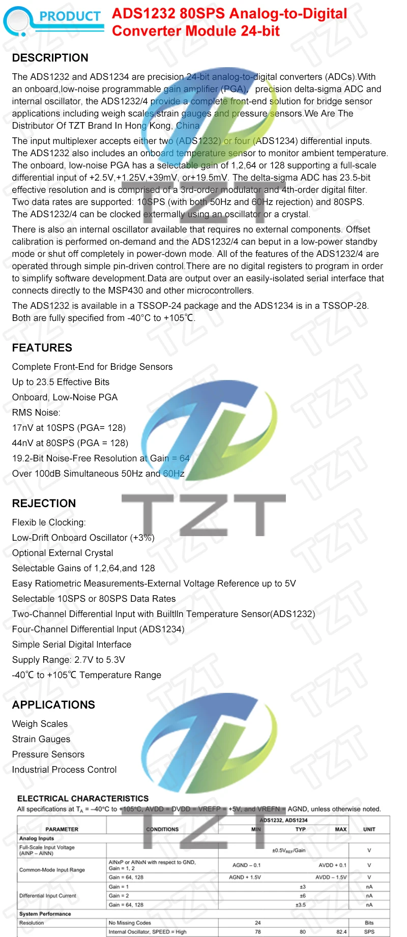 TZT 1/3PCS CJMCU-1232 ADS1232 24-bit Ultra Low Noise Analog-Digital-Wandler ADS1232IPWR Für Arduino STM – Detail 1