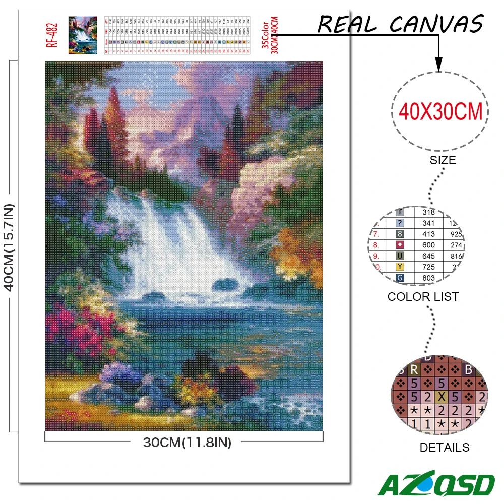 Full Drill Diamond Painting Landscape Picture Of Rhinestones Diamond Mosaic Waterfall Cross Stitch Embroidery Home Decor diamond painting,embroidery rhinestones
