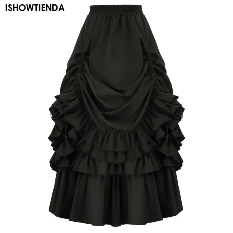 

Women's Gothic Steampunk Skirt Scarlet Darkness Victorian High-low Bustle Skirt Gothic Bustle Skirt Renaissance Costume Skirt