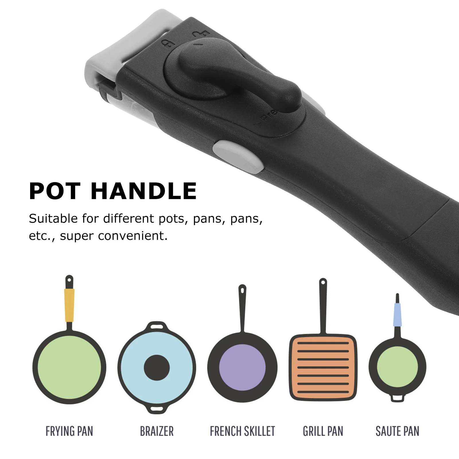

Wok Handle Pan Grip Replacement Pot Removable Universal for Anti-scald Supplies Convenient Non Stick Fry