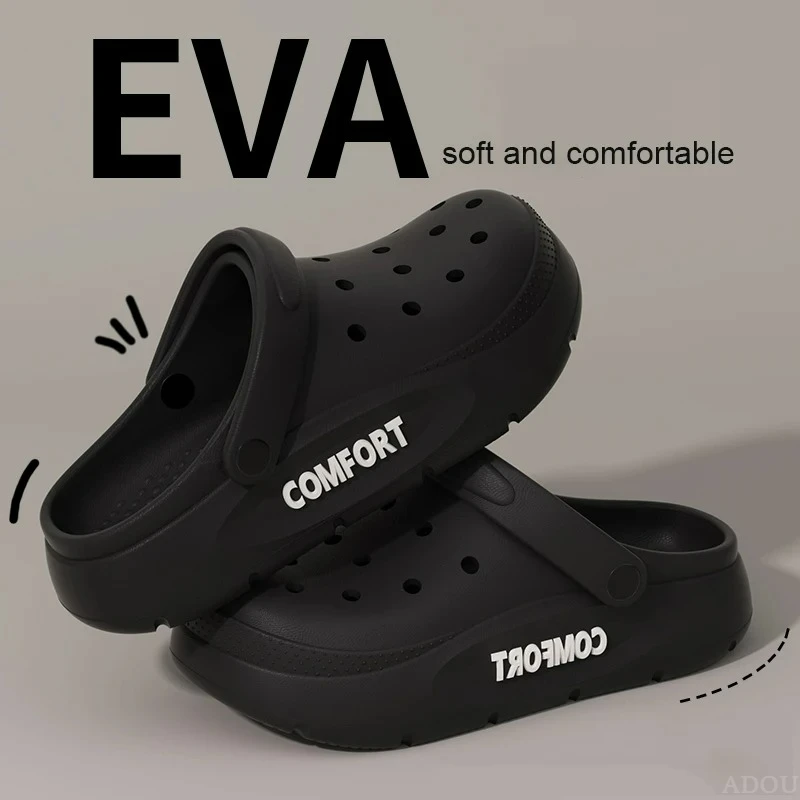 Women's Men's Slippers Summer Anti-Slip Couple Hollow Covered Toe Indoor Outdoor Casual Thick Bottom Sandals for Home Adults - 2