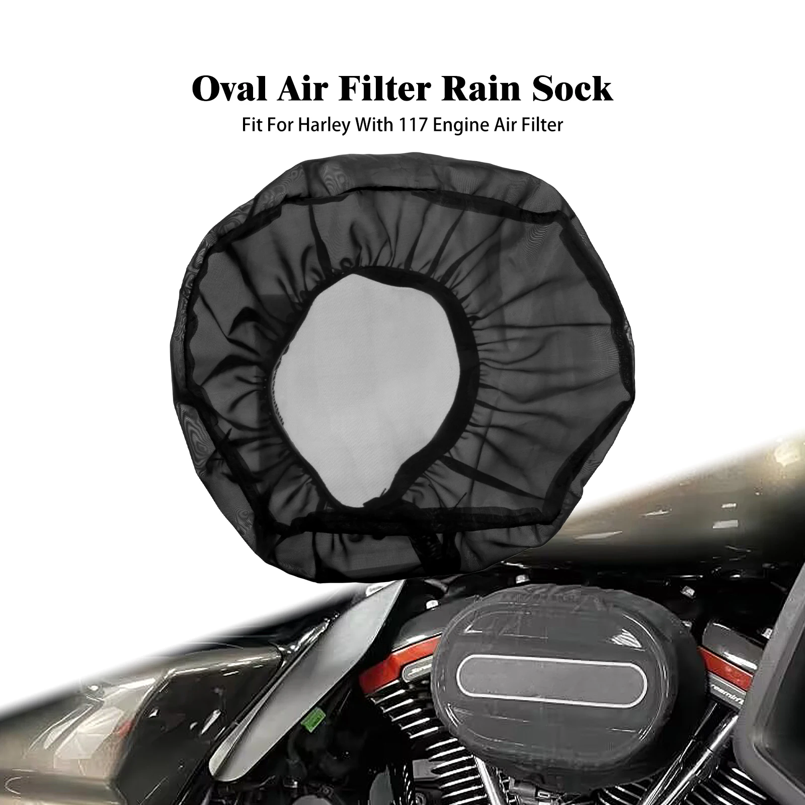

Motorcycle Air Filter Rain Sock Black Waterproof Air Cleaner Kits Protective Cover For Harley Touring Softail CVO 114 117 Engine
