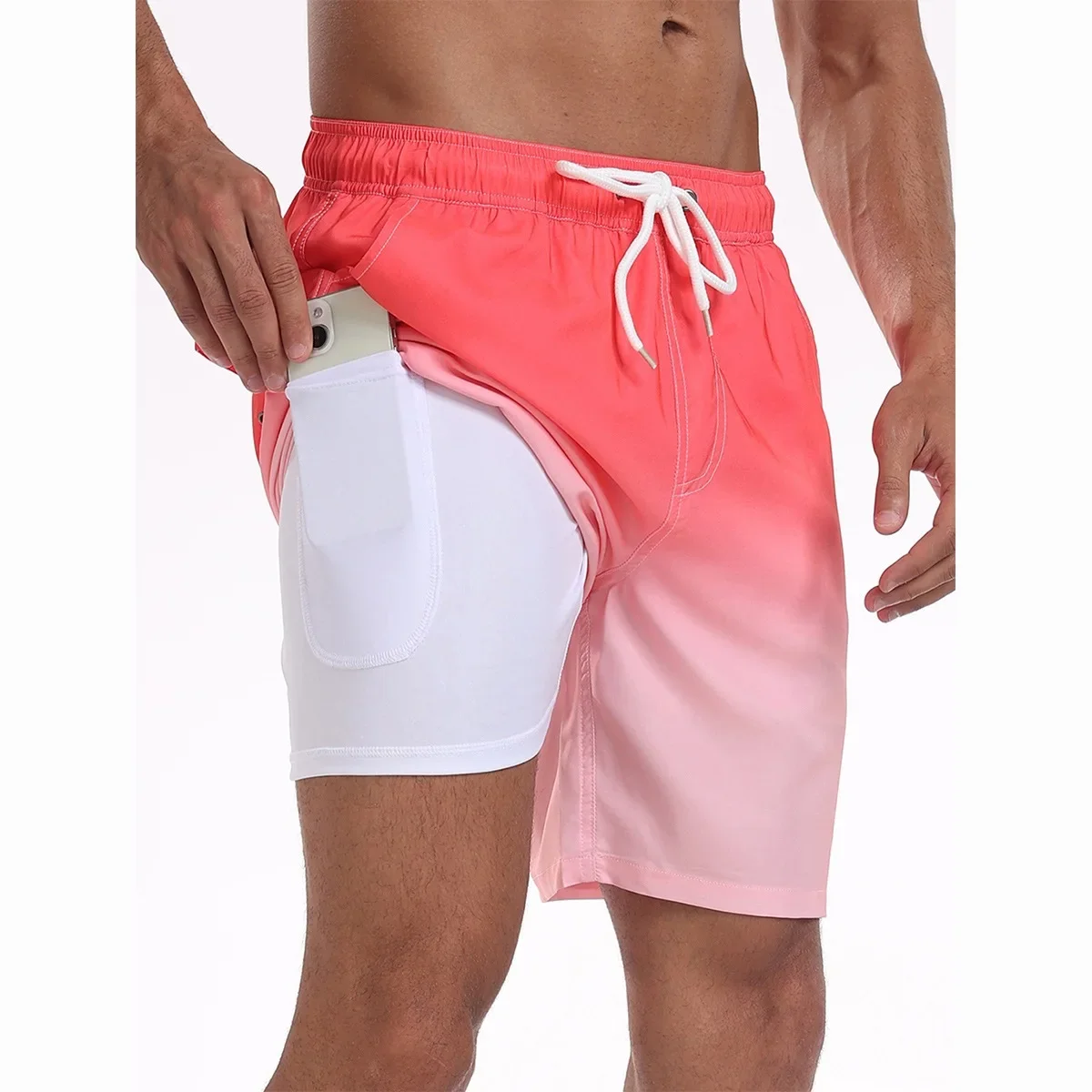 Summer New Fashion Men's Shorts Beach Vacation Pants Large Size Four Corners Milk Silk Inner Skateboarding Sportswear