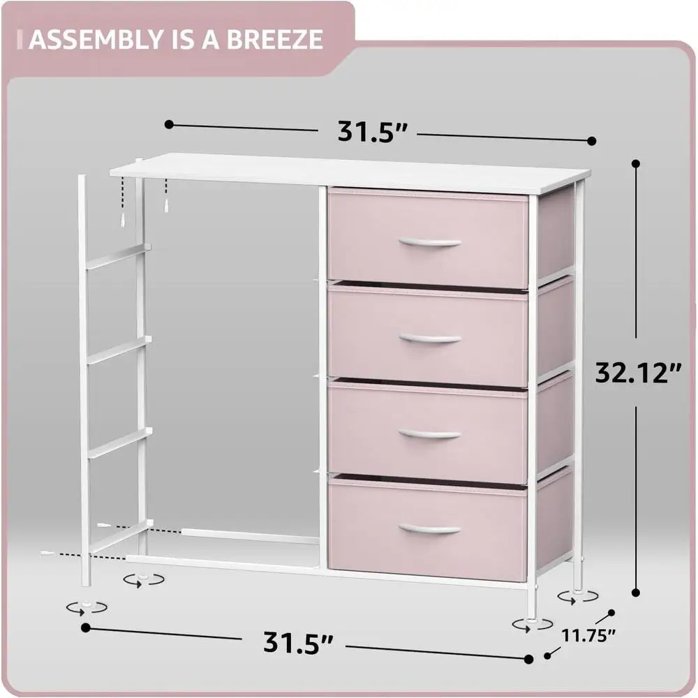 Dresser with 8 Fabric Bin Drawers Kids Bedroom Storage Chest Multipurpose Lightweight Easy Assembly Playroom Organizer 2