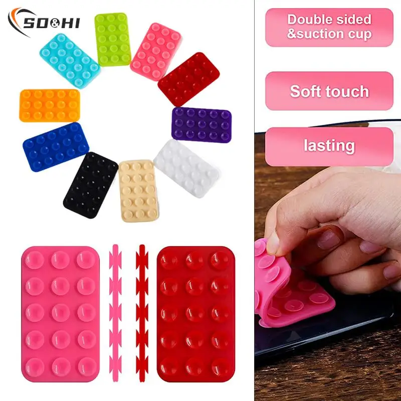 1PC Suction Cup Wall Stand Mat Multifunctional Silicone Square Phone Double-Sided Case Anti-Slip Holder Mount Sucker Pad