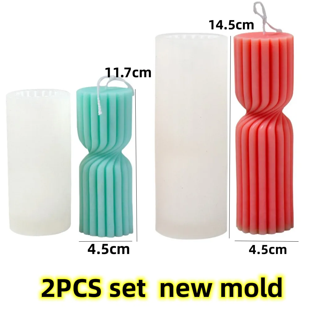 Roman Striped Tall Pillar Candle Molds Cylindrical Aesthetic Twist