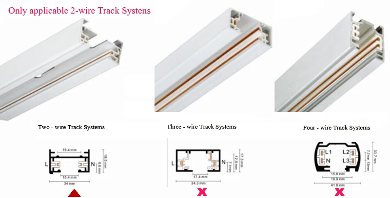Description Picture 2 of itemExtensible LED Track Lighting Heads 2-Wires Type Rail Ceiling Spotlight E27 Base For Home Hall Clothing Shop Bar Restaurant