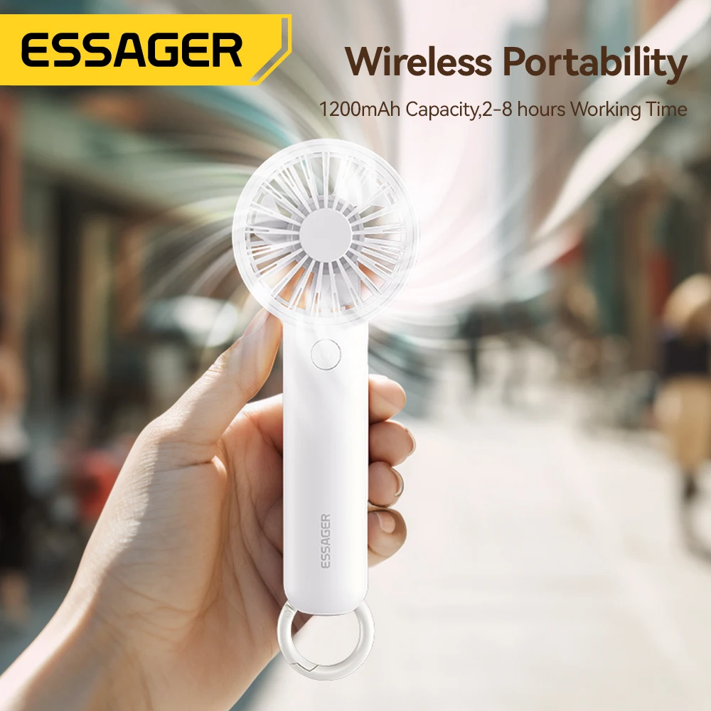 1200mAh USB Handheld Mini Fan handheld fan Portable Multifunction 3 Speed Type C Rechargeable Fans With Carabiner For Outdoor Travel