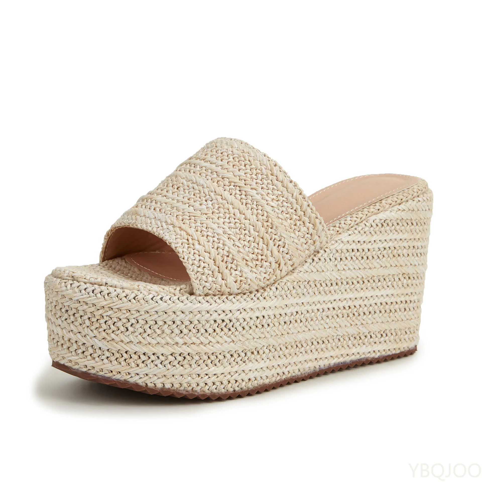 Zapatillas de plataforma para mujer, sandalias de cuña con punta abierta, alpargatas tacón alto, zapatos de talla grande, verano 2022 - AliExpress