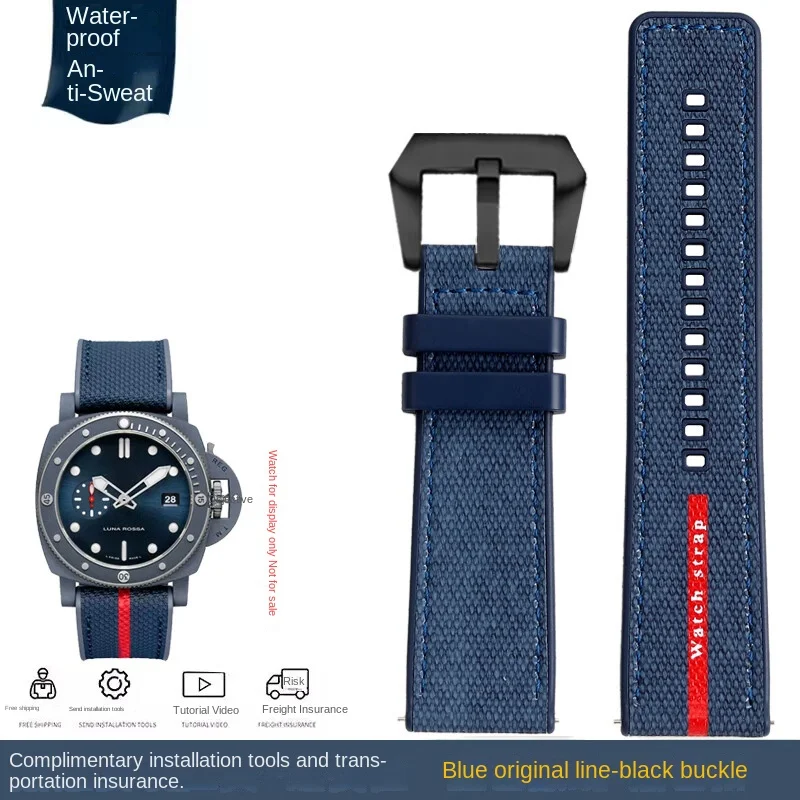 Cinturino per orologio in gomma di nylon 24mm per Panerai PAM01391 PAM01565/1404 Luna Rossa serie sport tela cinturino in silicone accessori  1511