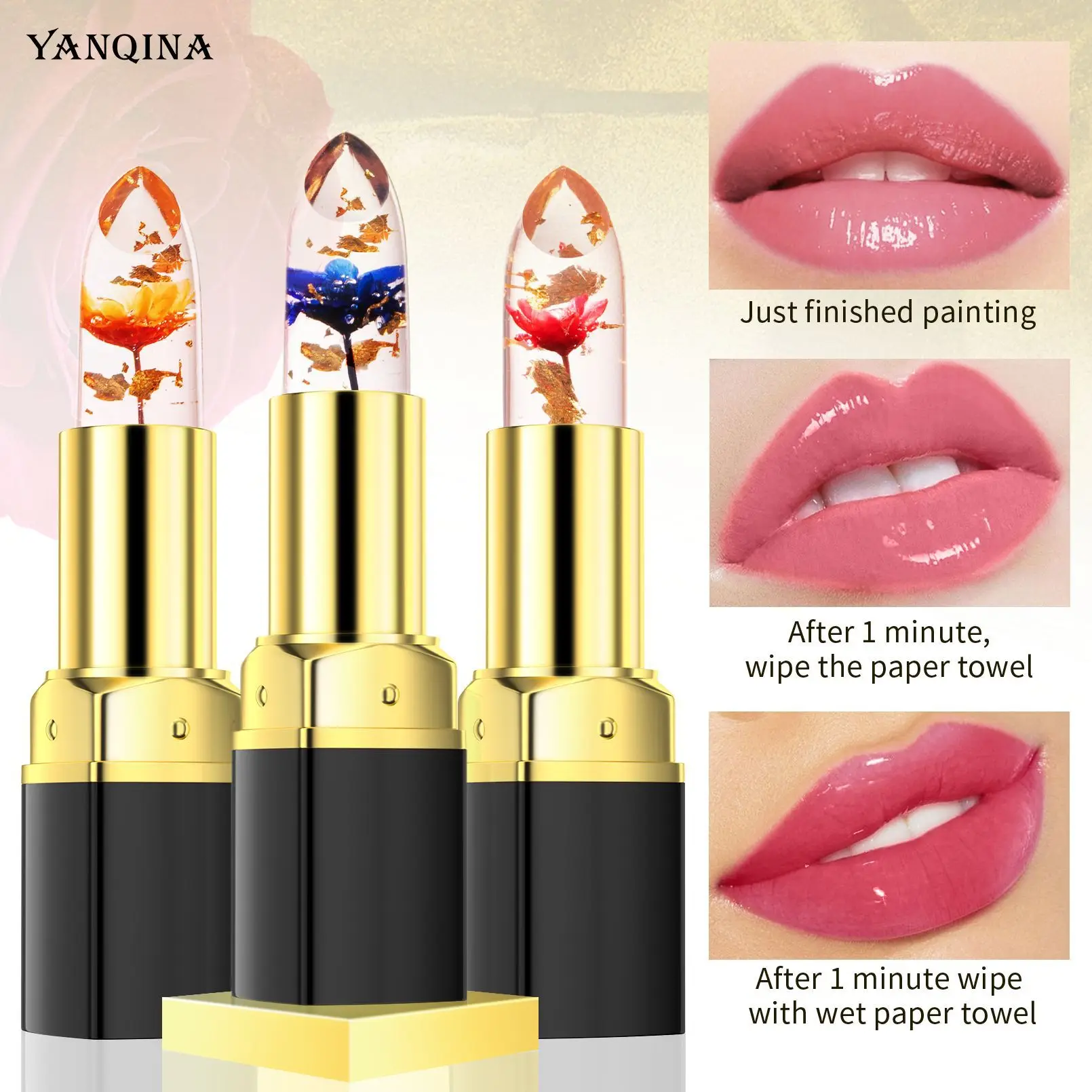 YANQINA Flower Color Changing Lipstick Moisturizing Nutritious