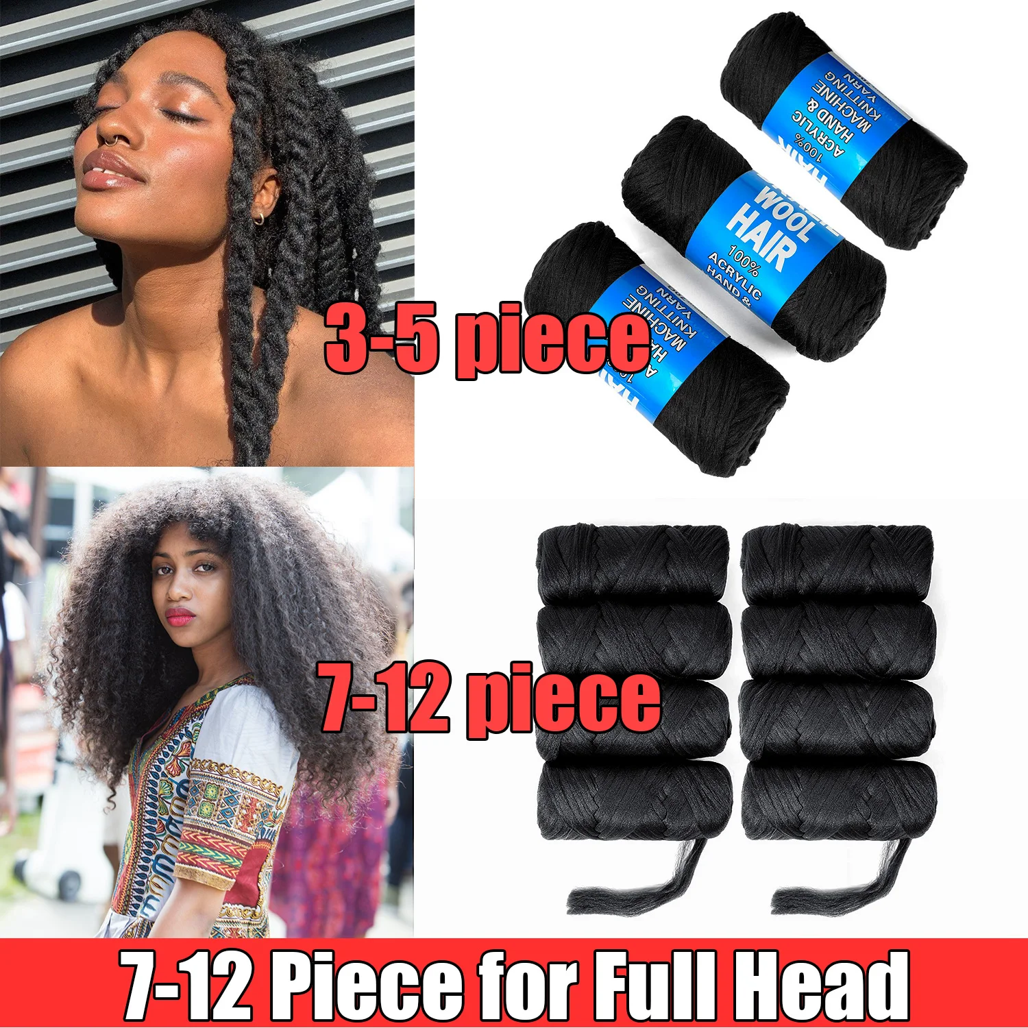 1 4 8 Clearance Sale African Brazilian Wool Hair Extension For Women Kids Yaki Synthetic Faux Locs Jumbo Braiding Hair 2