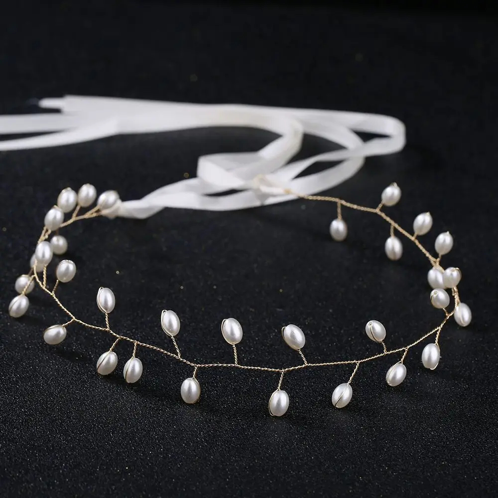 

Women Twist Sweet Headwear Jewelry Bride Headdress Tiara Pearl Hair Accessories Headpieces