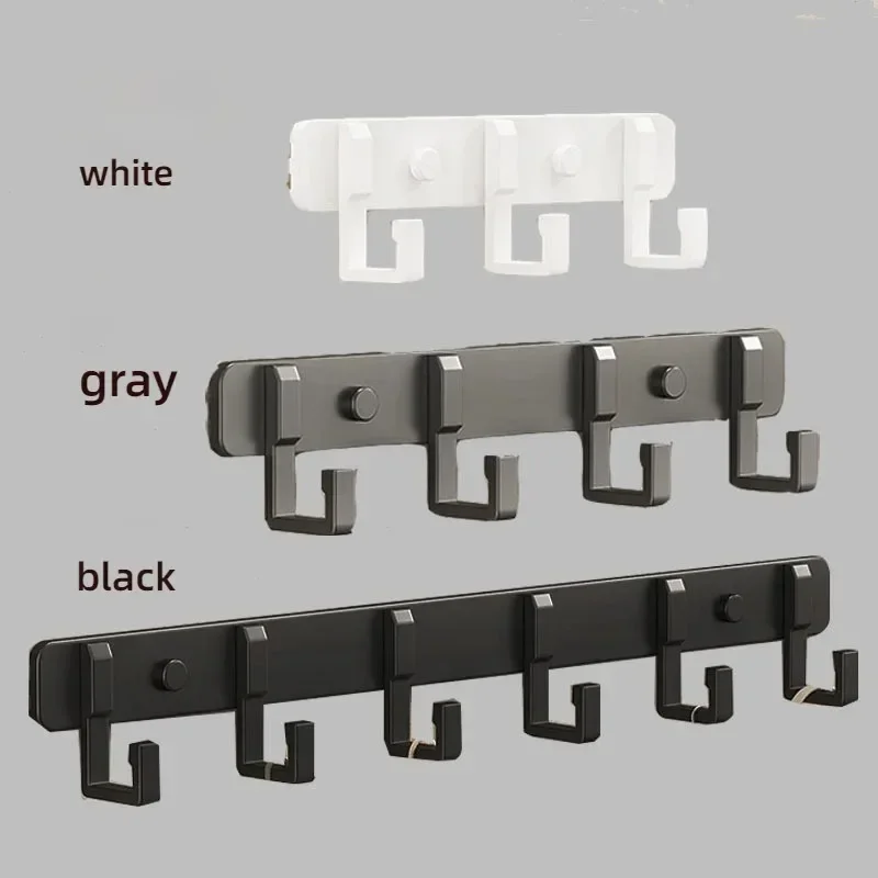 3 To 7 Hooks Metal Hooks Holder Aluminum Key Coat Clothes Door Holder Rack Hook Wall Mounted Hanger