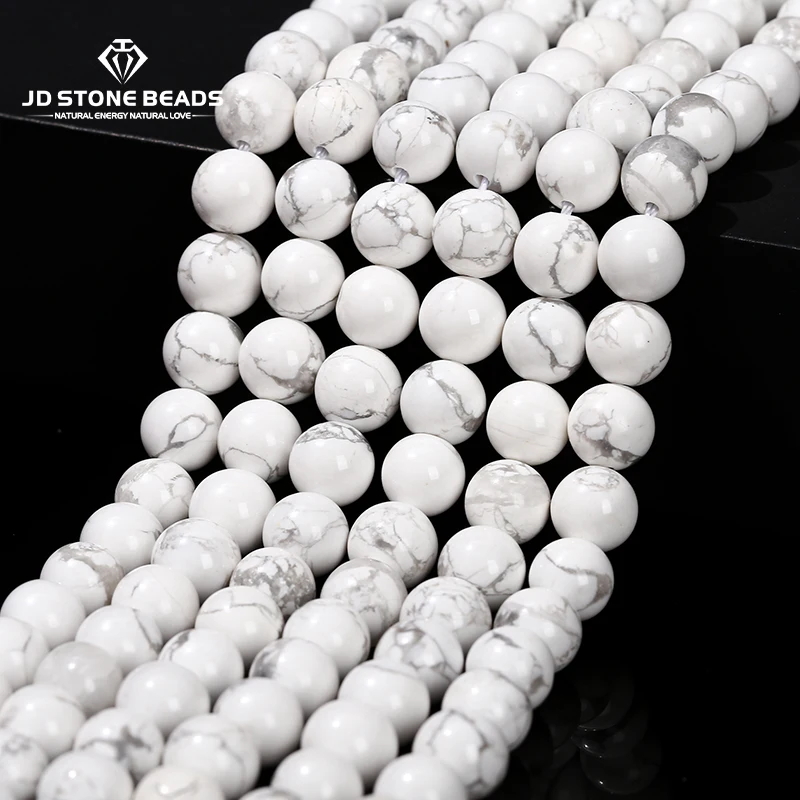 Natural Stone White Turquoise Beads Round Loose Spacer Howlite For Jewelry Making Handmade Bracelet Diy Necklace Accessory 15