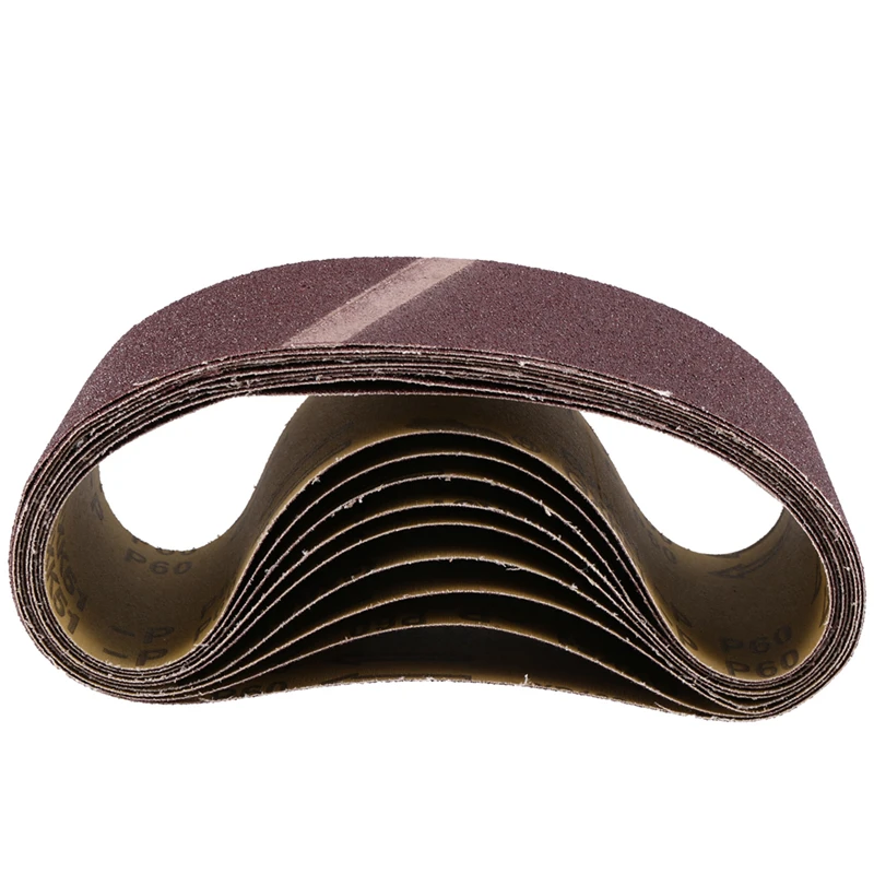 【Hot Selling】10PCS 75X533mm Sanding Belts Aluminum Oxide 3X21in Abrasive Belts P60