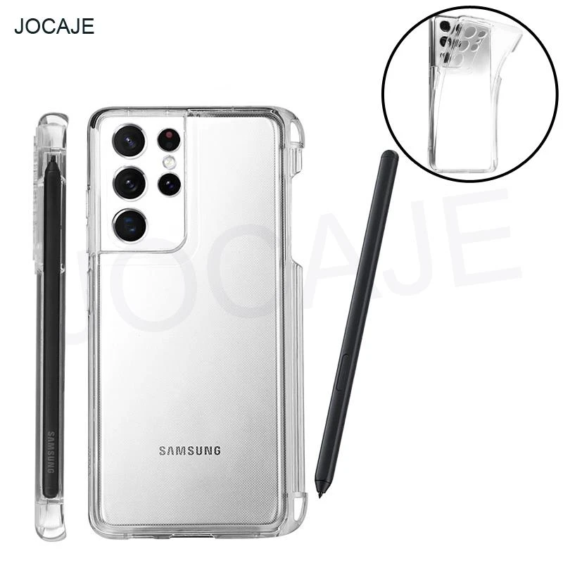 For Samsung S21 Ultra S Pen Slot Phone Case soft TPU clear Shockproof back cover For Galaxy S21 Ultra SM-G998 Stylus Pen Socket galaxy s22 ultra silicone case