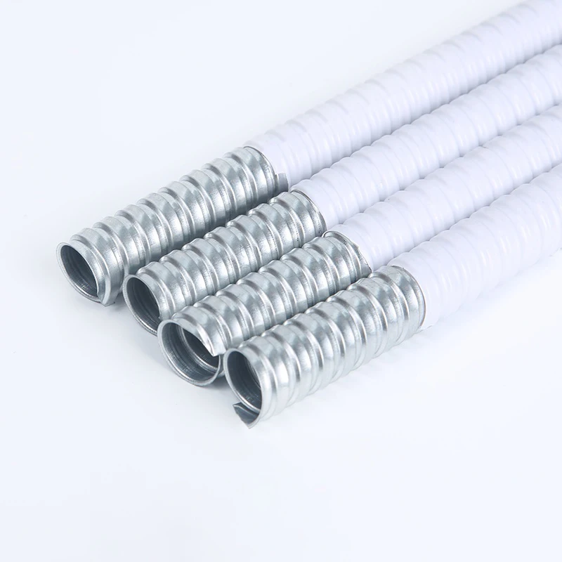 Inner Dia 8/10/12/16/20/25/32mm White Plastic Coated Galvanized Steel Corrugated Pipe Wire Line Cable Conduit Protect Hose Tube