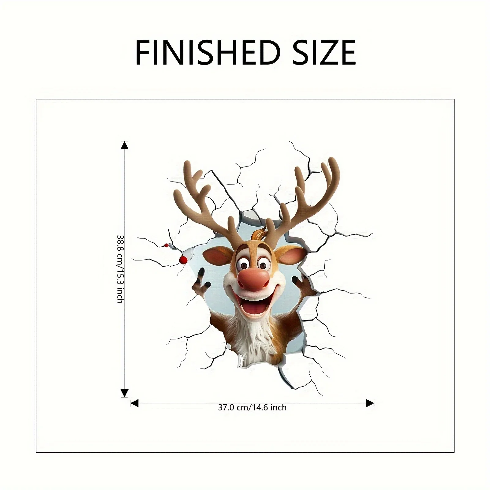 3D Reindeer Wall Decal - Removable Vinyl Christmas Decor
