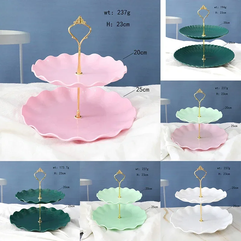 2 Tier Detachable Cake Stand European Style Pastry Cupcake Fruit Plate Dessert Holder Baby Shower Wedding Party Home Decor