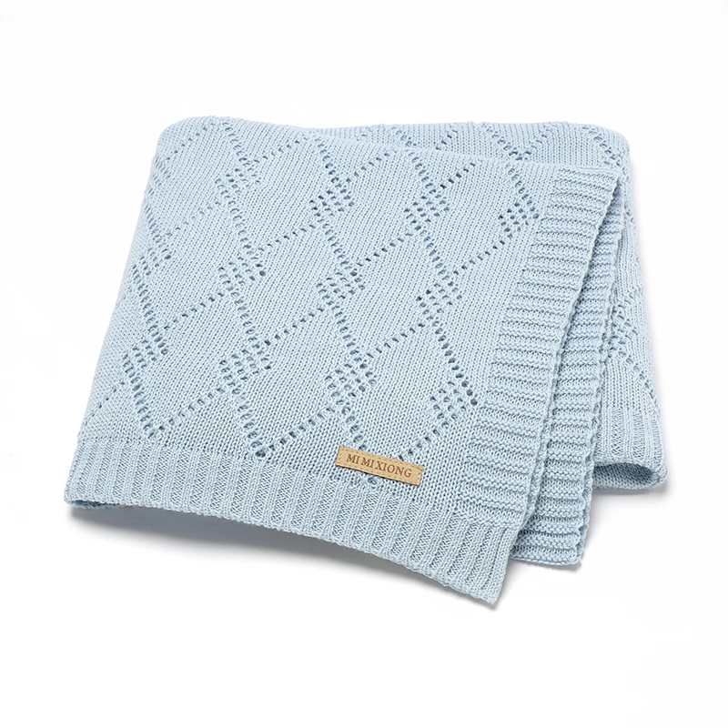 

Cotton Baby Blanket Knitted Newborn Stroller Swaddle Super Soft Toddler Boy Girl Infant Bedding Plaid Quilts 100*80CM Hollow Out