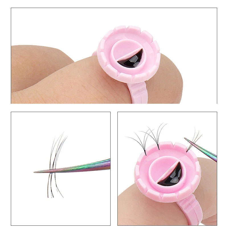 속눈썹 연장 도구, 타투 색소, 100개 도매용 일회용 속눈썹 접착제 팬 컵 링 홀더 용기