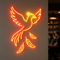 Phoenix Neon Sign,Firebird Art Sign,Bird Led Sign Pair of Phoenixes LED Decor, Phoenix and Feathers Neon Decor,Gift for Her 1