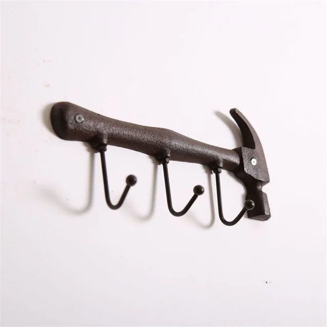 Retro Öntöttvas Falhorgok Fém Kalapács Csavarkulcs -Stílusú Falra Szerelt Ipari Stílusú Kulcstartó Falhorog Otthoni Dekoráció Fali Fogas - Image 4