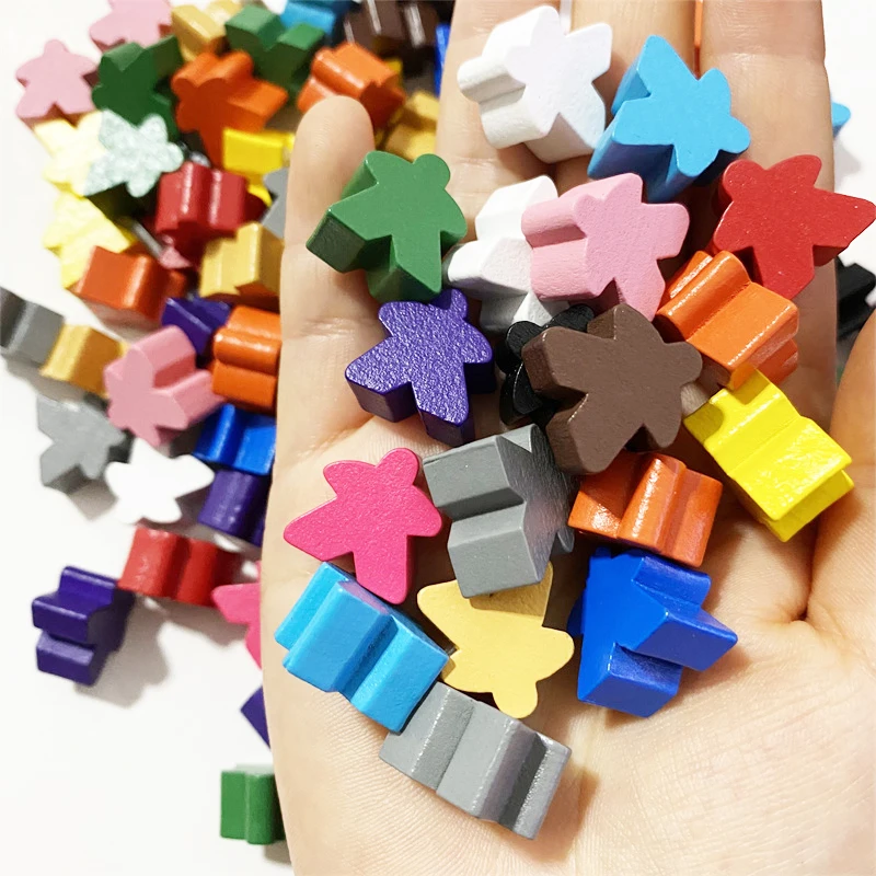 Brybelly 100 Wood Meeples| 16mm Extra Board Game Pieces in 10 Colors|Bulk  Replacement Tabletop Games & Strategy Game Expansion