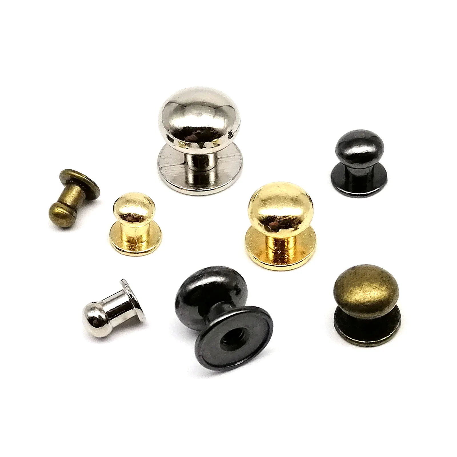 Metal Rivets 20pcs Zinc-alloy Round Ball Head Leather Craft Bag Purse Belt Chicago Screw Back Nail Rivet Screwback Nipple Stud Spot