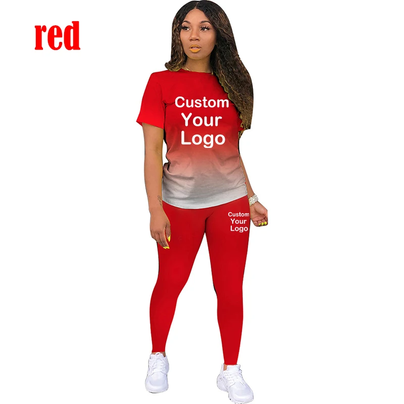 Women Printed Tracksuit Tshirt+Pants Jogging Suit Casual Sportswear Autumn Summer 2 Piece Set 8 Colors